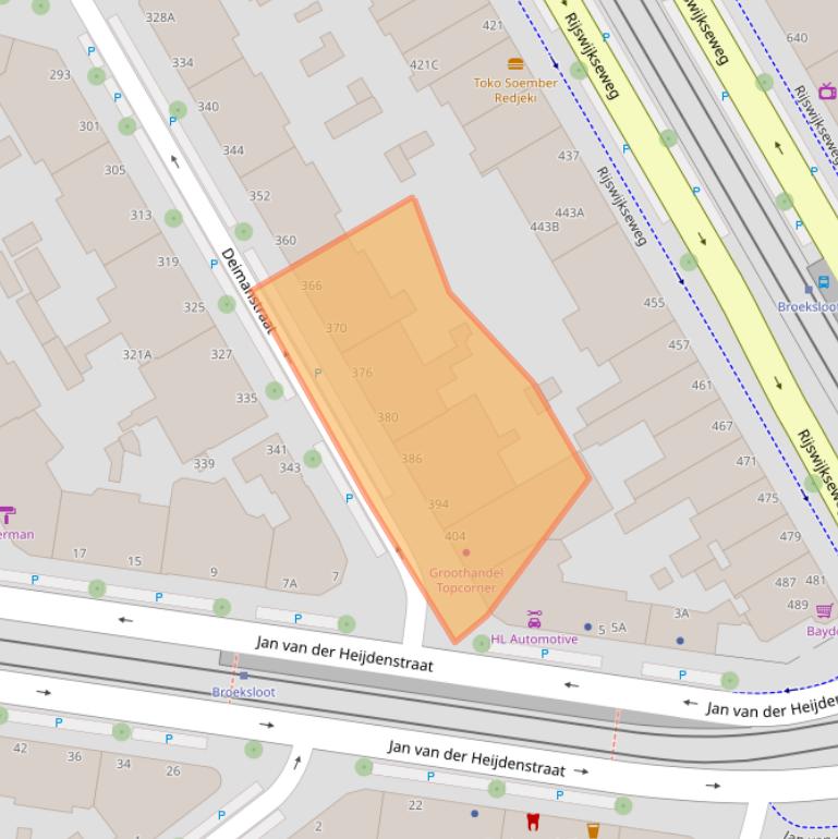 Kaart van postcodegebied 2522BW.