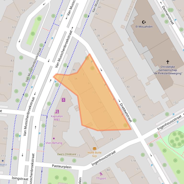 Kaart van postcodegebied 2522CP.