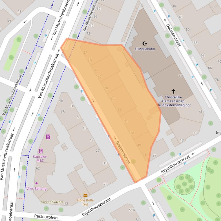 Kaart van postcodegebied 2522CV.