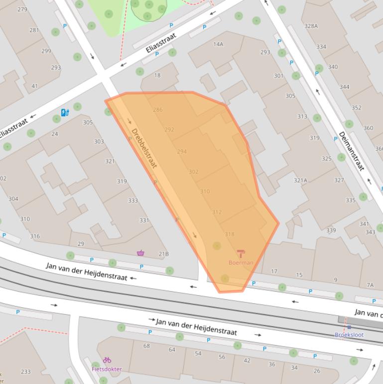 Kaart van postcodegebied 2522DJ.