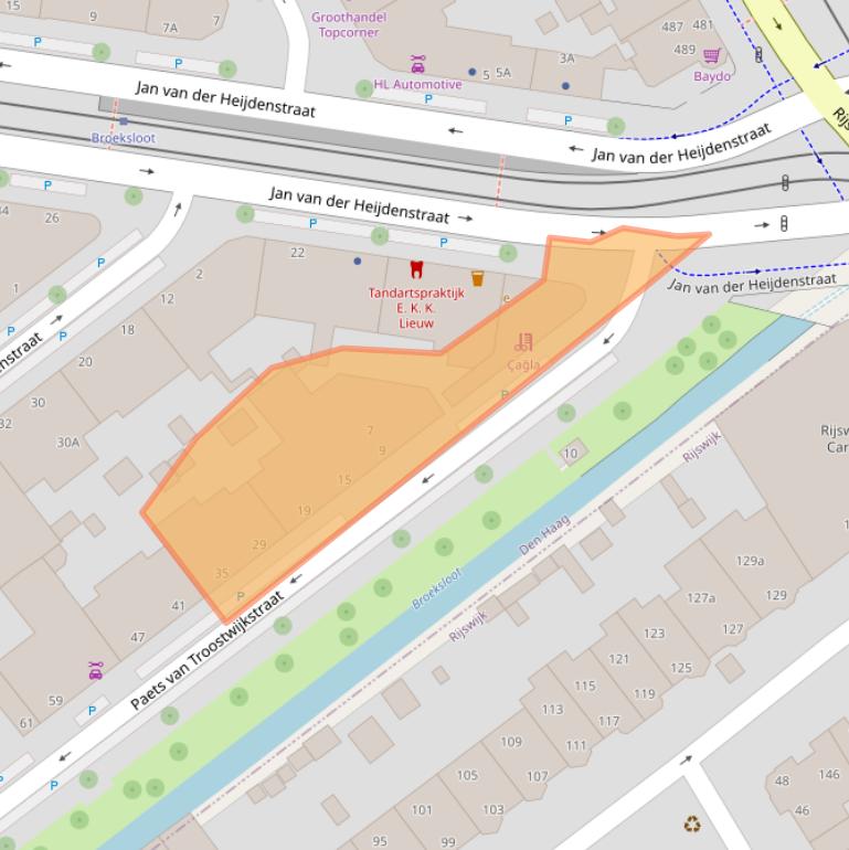 Kaart van postcodegebied 2522DK.