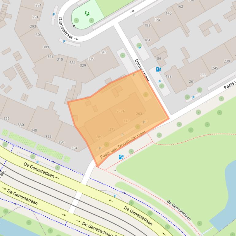 Kaart van postcodegebied 2522DT.