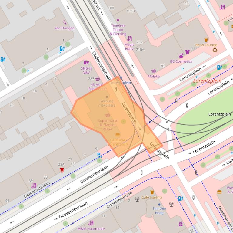 Kaart van postcodegebied 2522EC.