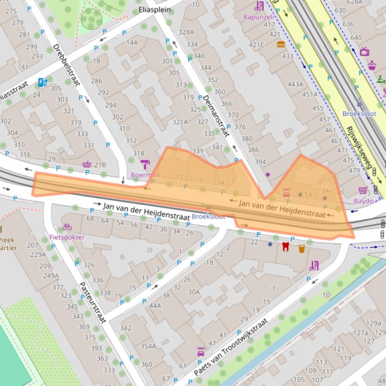 Kaart van postcodegebied 2522EJ.