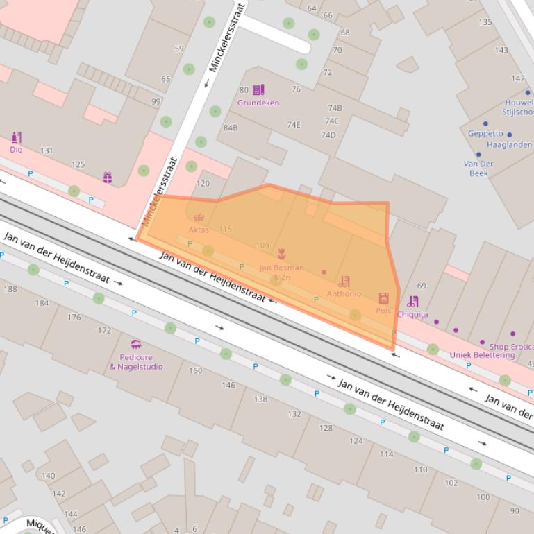 Kaart van postcodegebied 2522EM.