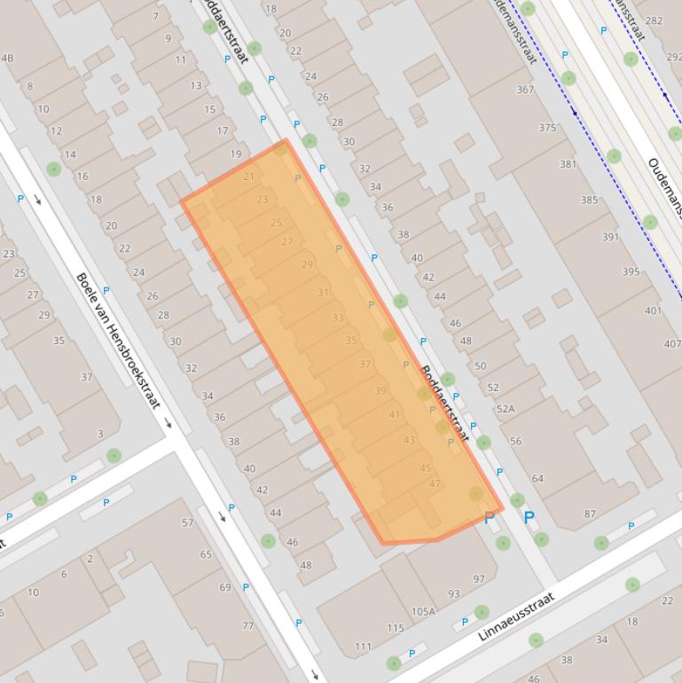 Kaart van postcodegebied 2522HE.