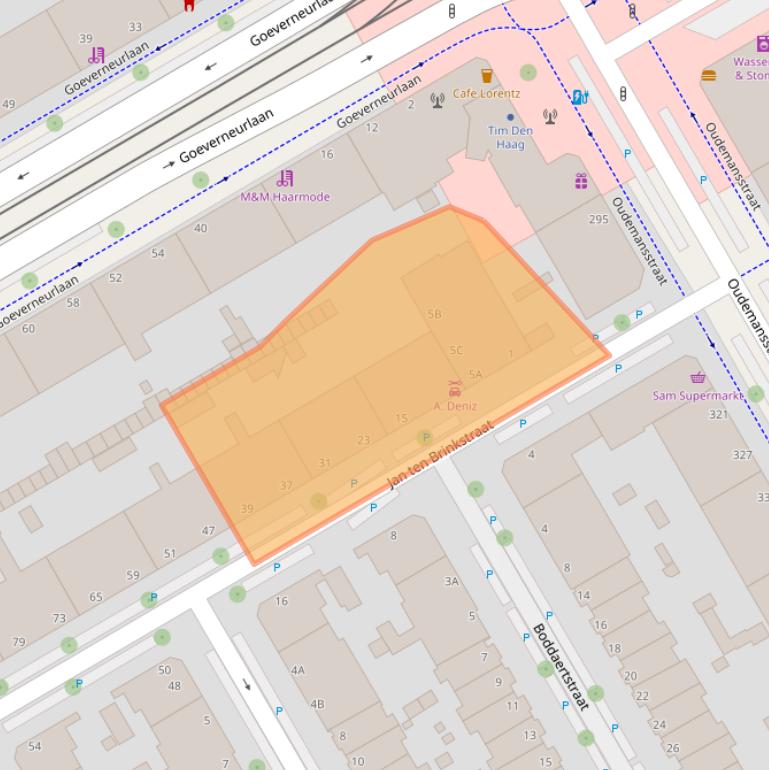 Kaart van postcodegebied 2522HT.