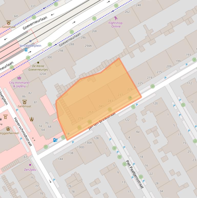 Kaart van postcodegebied 2522JA.