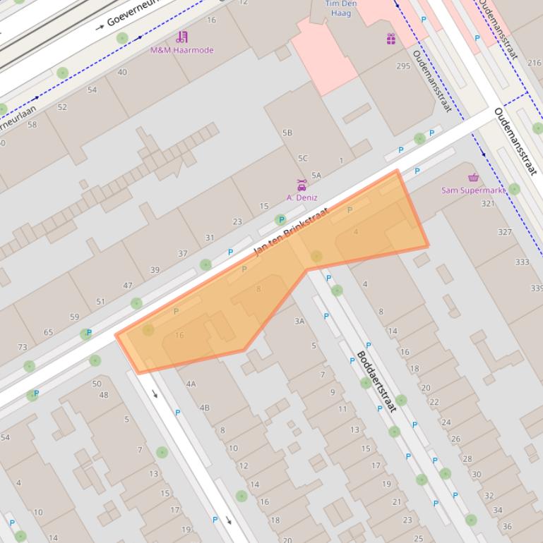 Kaart van postcodegebied 2522JB.