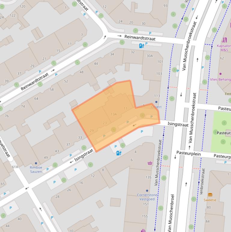 Kaart van postcodegebied 2522JK.