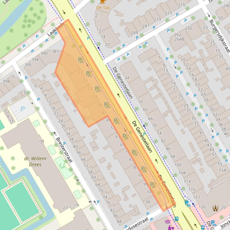 Kaart van postcodegebied 2522LA.