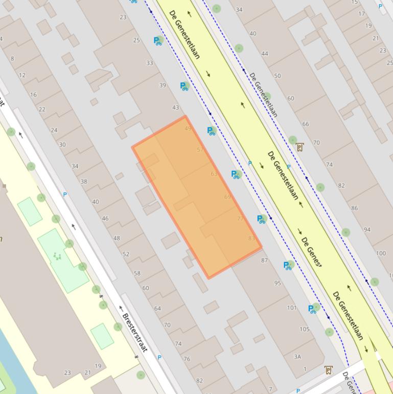 Kaart van postcodegebied 2522LB.