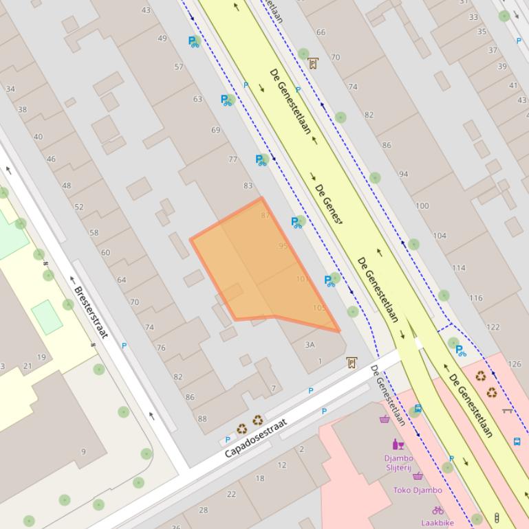 Kaart van postcodegebied 2522LC.