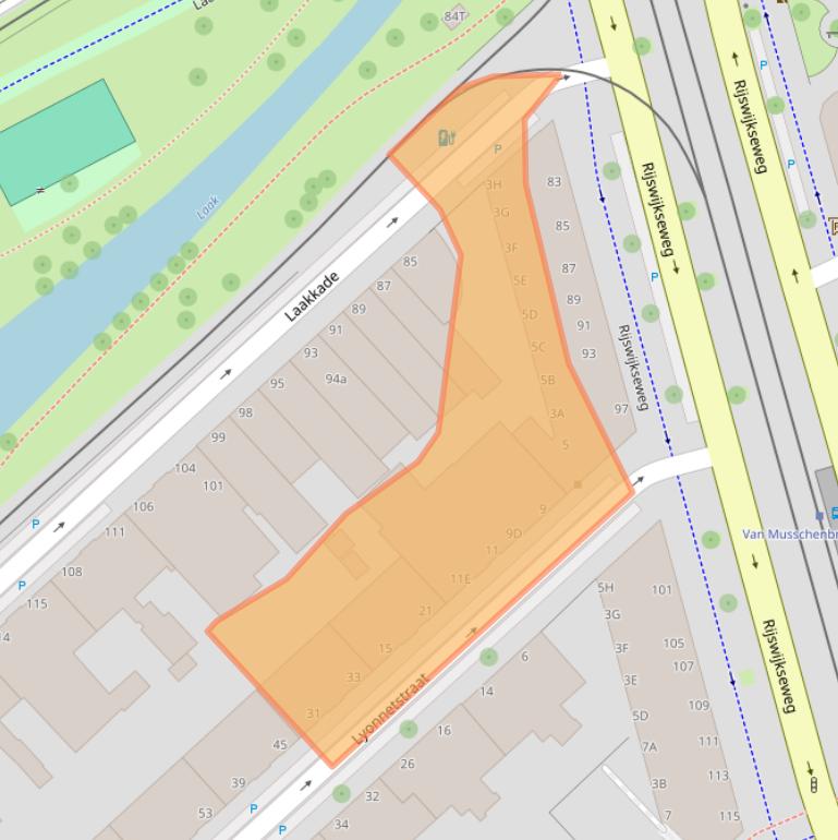 Kaart van postcodegebied 2522NA.