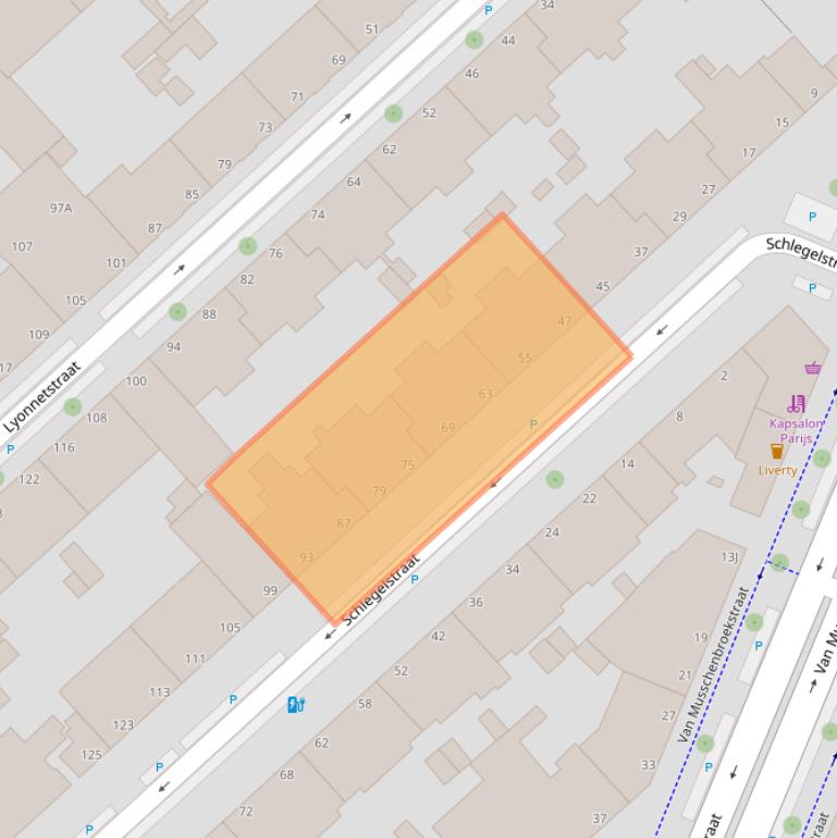 Kaart van postcodegebied 2522PH.