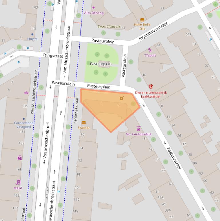 Kaart van postcodegebied 2522RA.