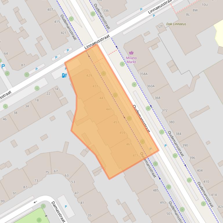 Kaart van postcodegebied 2522TA.