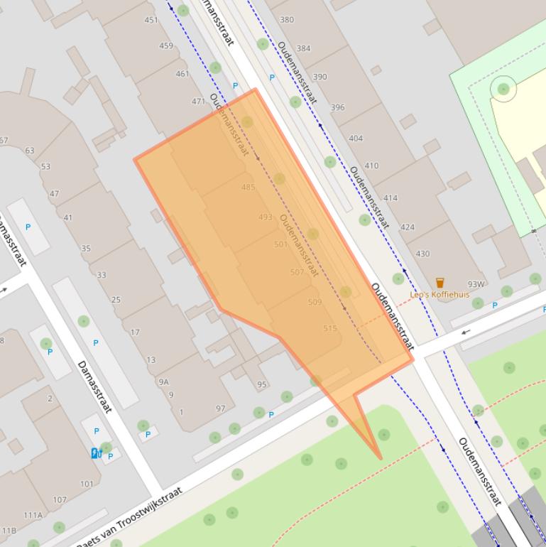 Kaart van postcodegebied 2522TB.