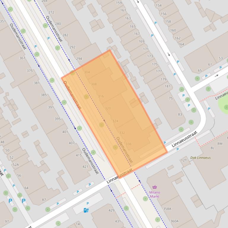 Kaart van postcodegebied 2522TE.