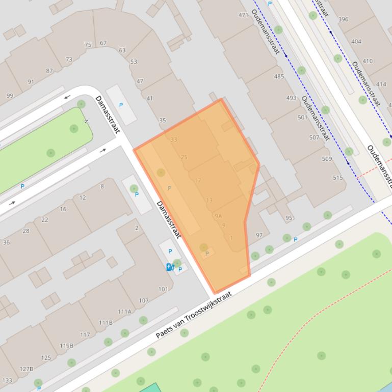 Kaart van postcodegebied 2522TJ.