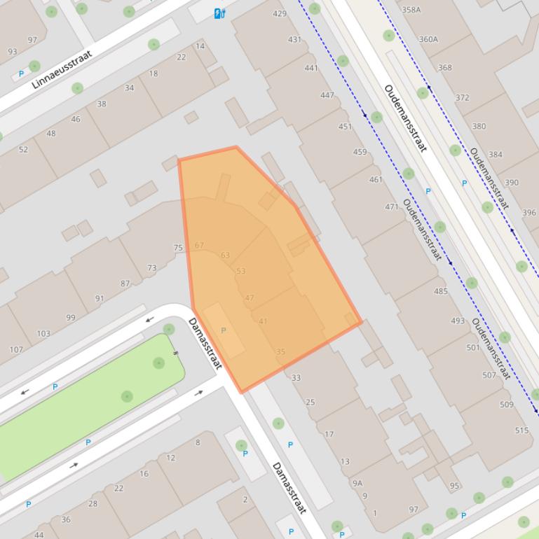 Kaart van postcodegebied 2522TK.