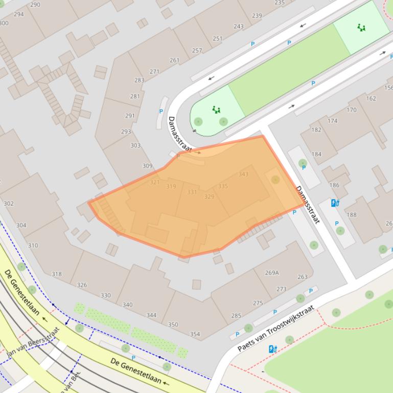 Kaart van postcodegebied 2522TT.