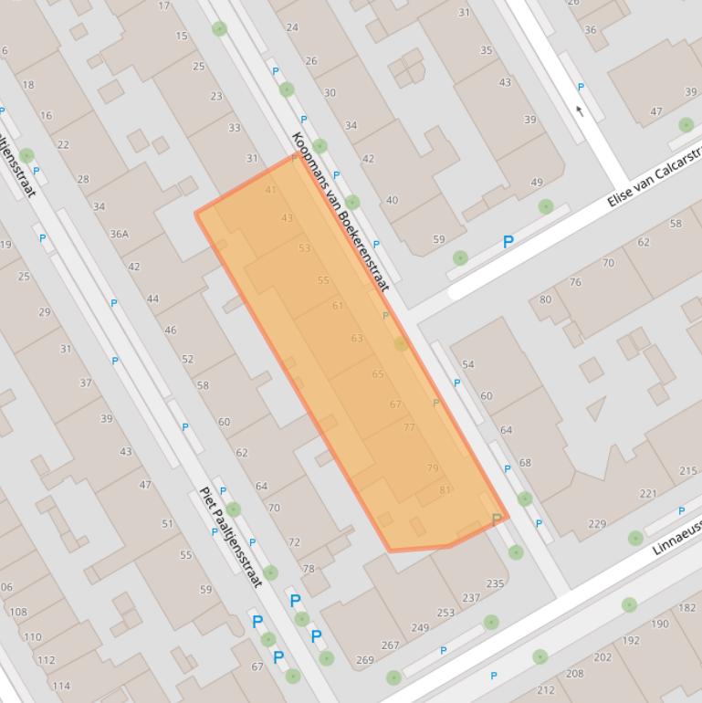 Kaart van postcodegebied 2522VB.
