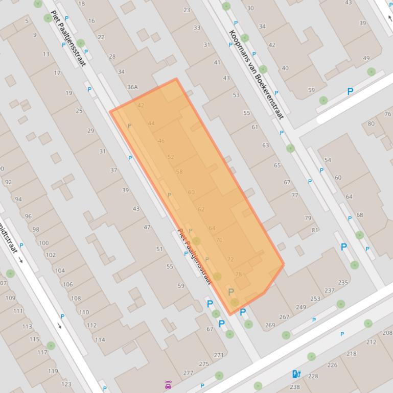 Kaart van postcodegebied 2522VJ.