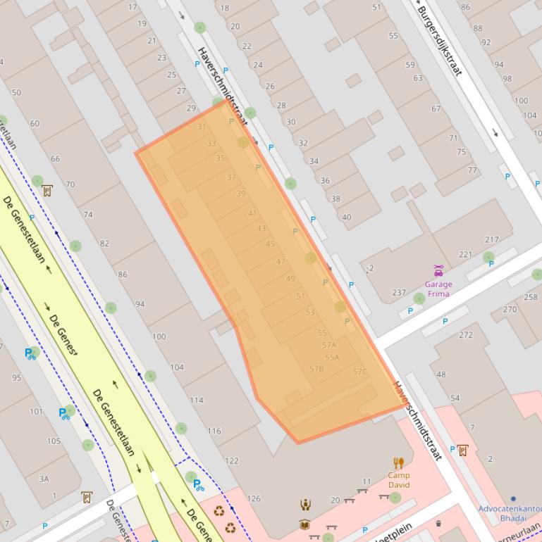 Kaart van postcodegebied 2522VL.