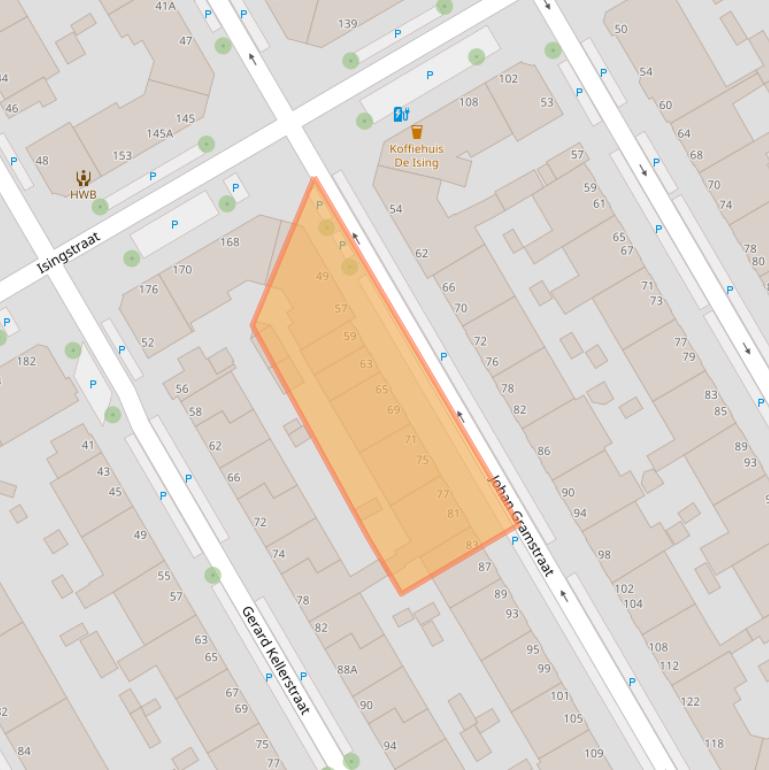 Kaart van postcodegebied 2522WV.