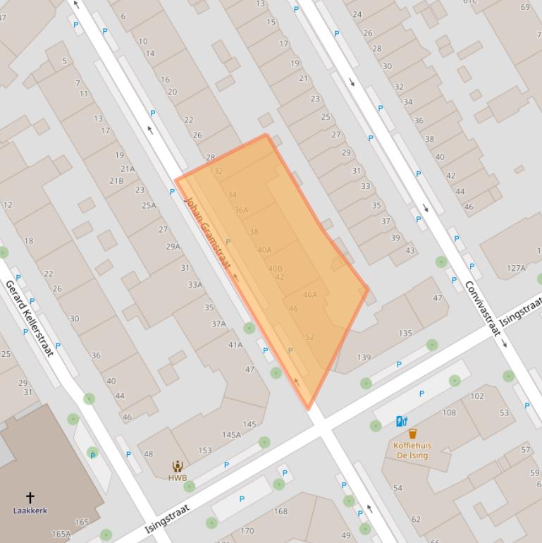 Kaart van postcodegebied 2522XA.