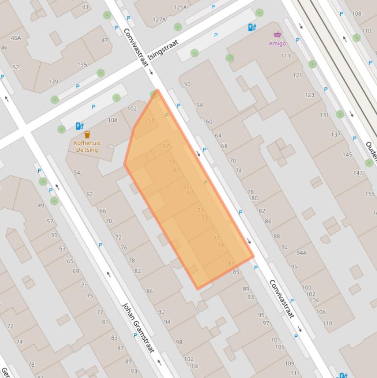 Kaart van postcodegebied 2522XE.