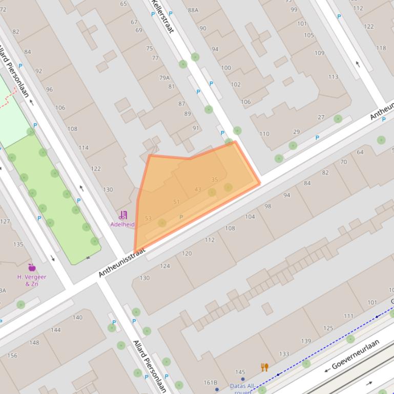 Kaart van postcodegebied 2522ZB.