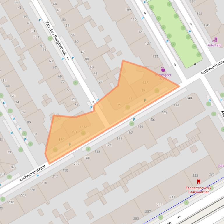 Kaart van postcodegebied 2522ZC.