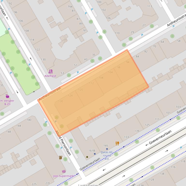 Kaart van postcodegebied 2522ZH.