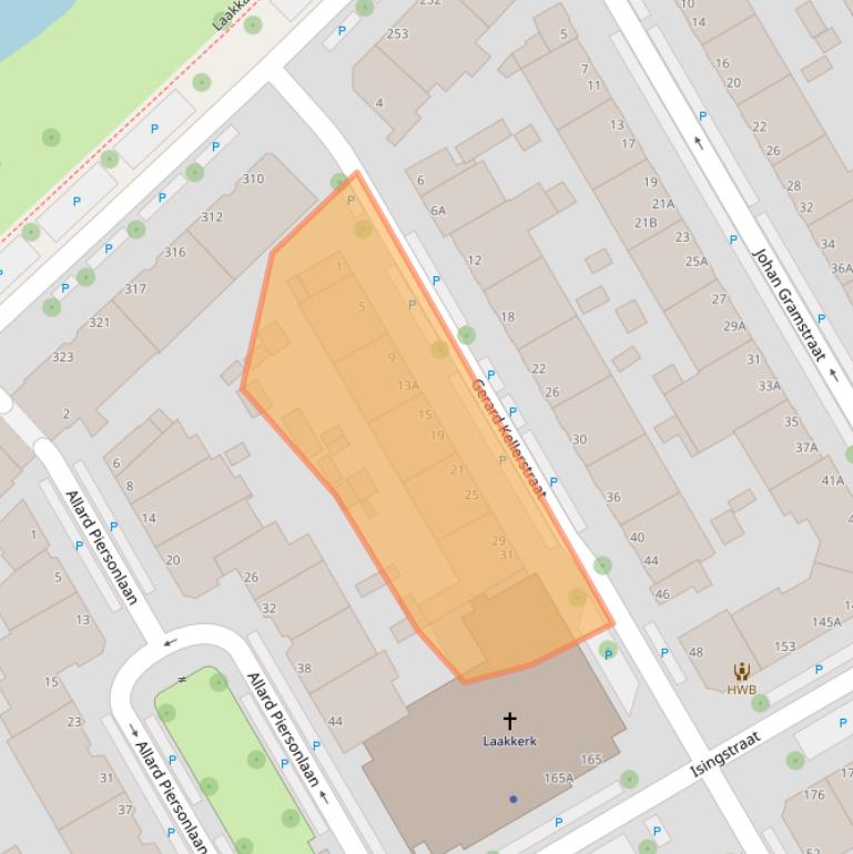 Kaart van postcodegebied 2522ZS.