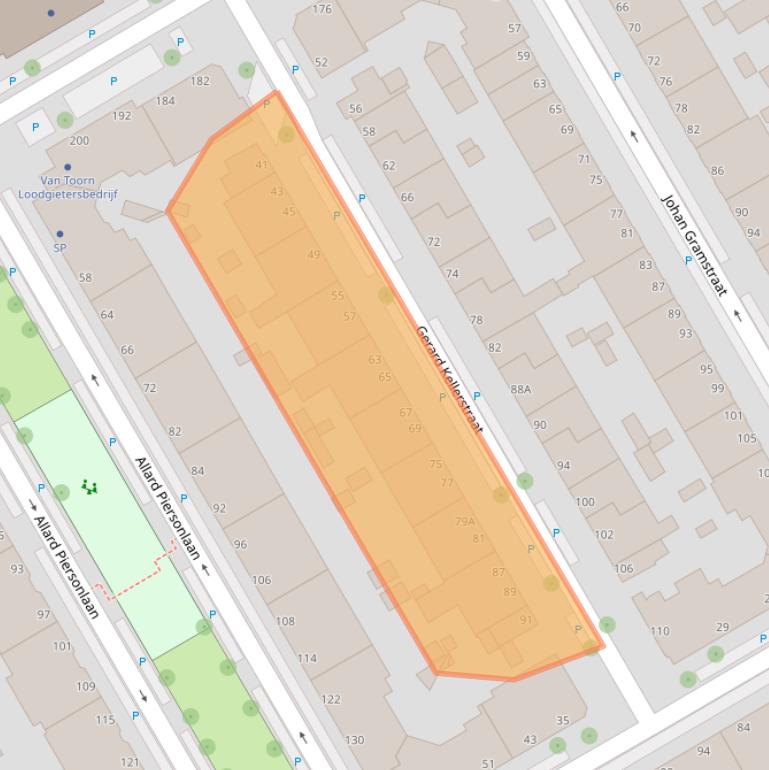Kaart van postcodegebied 2522ZT.