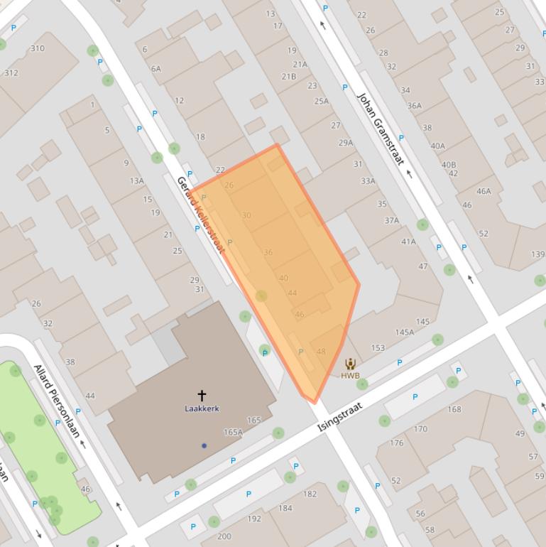 Kaart van postcodegebied 2522ZW.