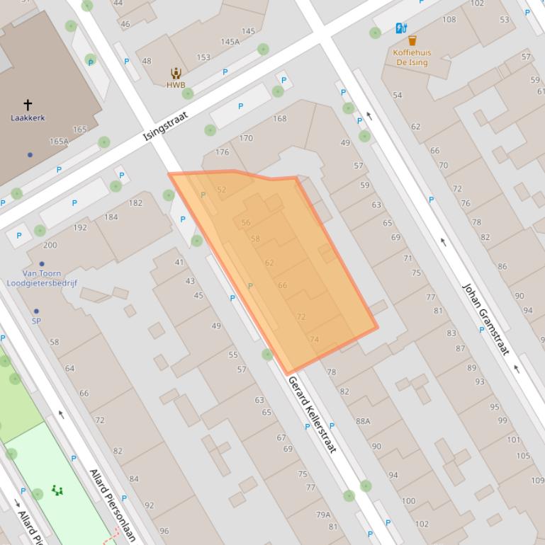 Kaart van postcodegebied 2522ZX.