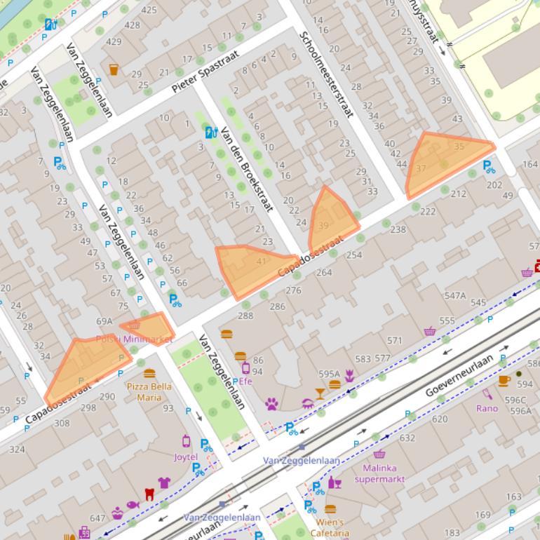 Kaart van postcodegebied 2523AC.