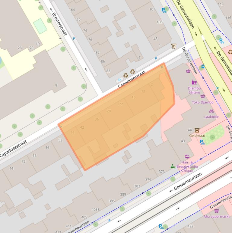 Kaart van postcodegebied 2523AE.