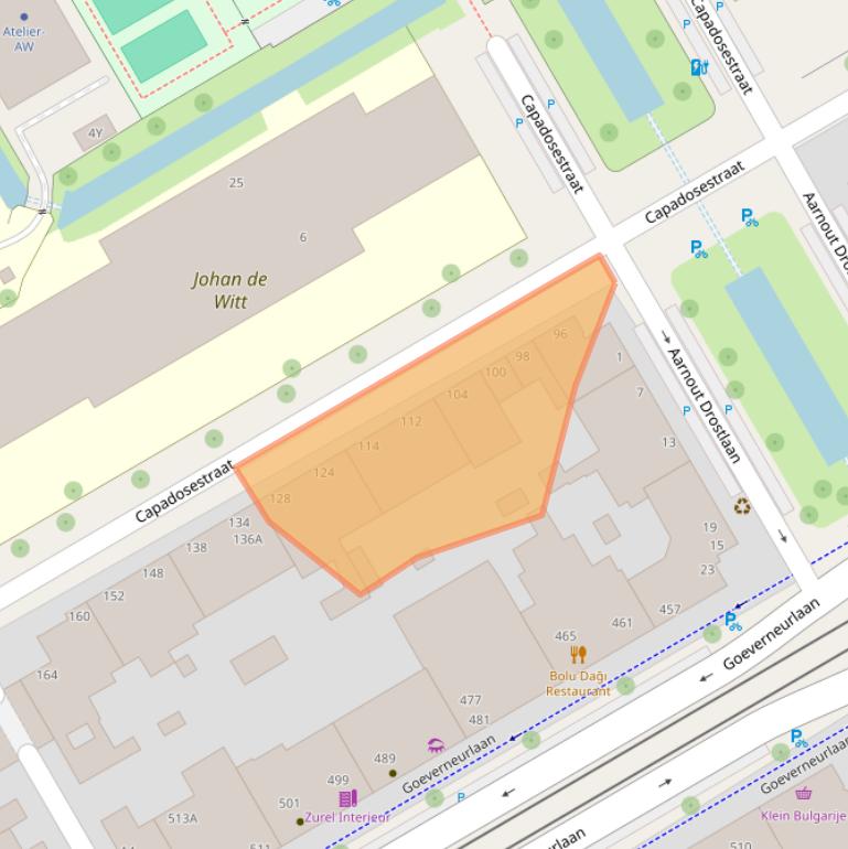 Kaart van postcodegebied 2523AH.