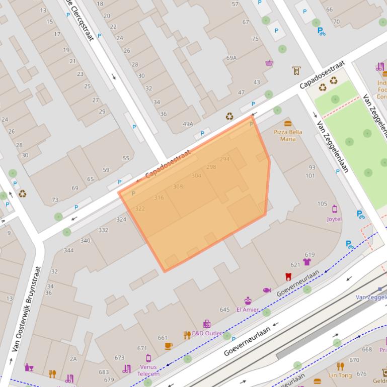 Kaart van postcodegebied 2523AM.