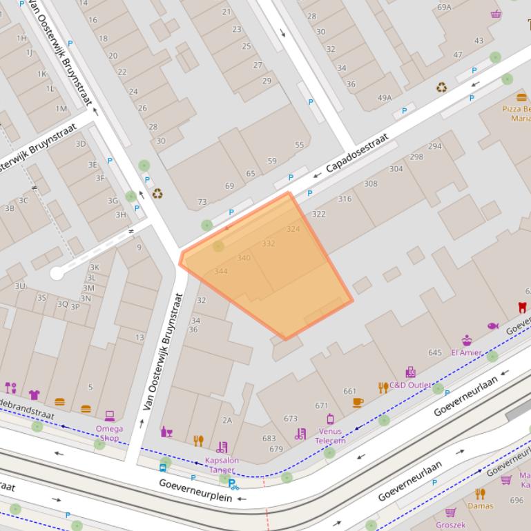 Kaart van postcodegebied 2523AN.