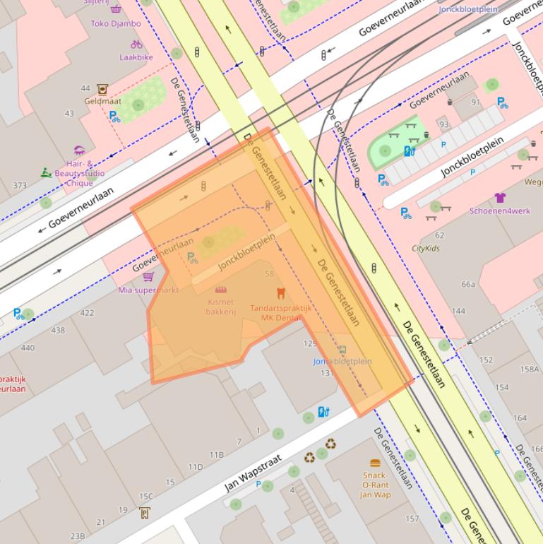 Kaart van postcodegebied 2523AT.