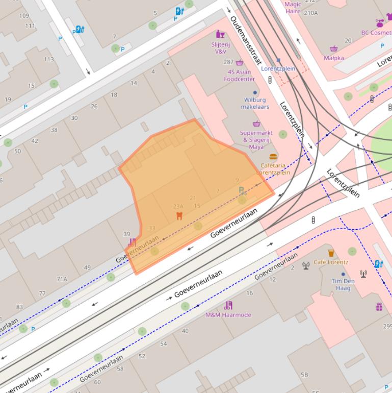 Kaart van postcodegebied 2523BA.