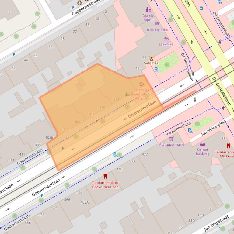 Kaart van postcodegebied 2523CA.