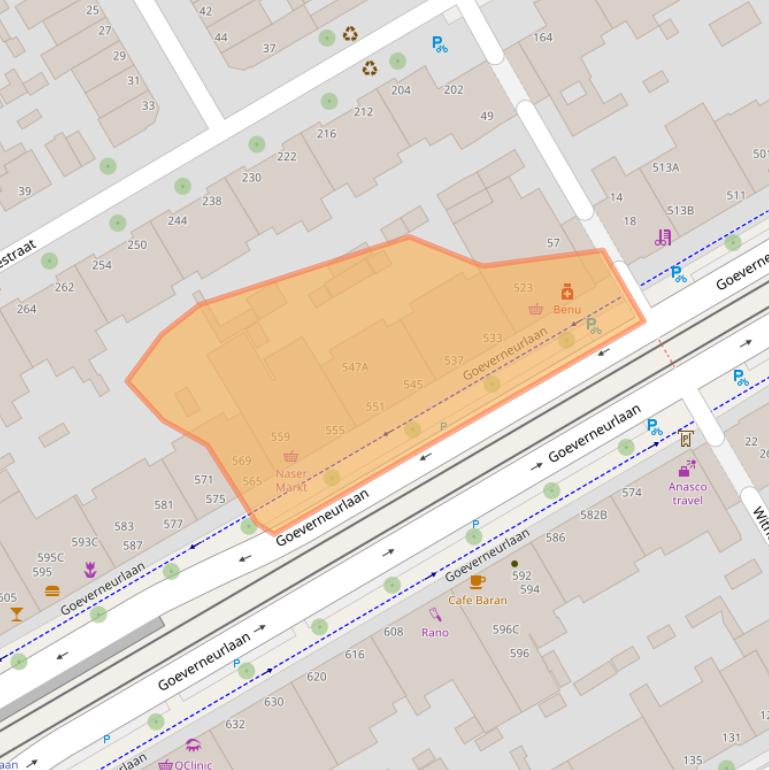 Kaart van postcodegebied 2523CE.