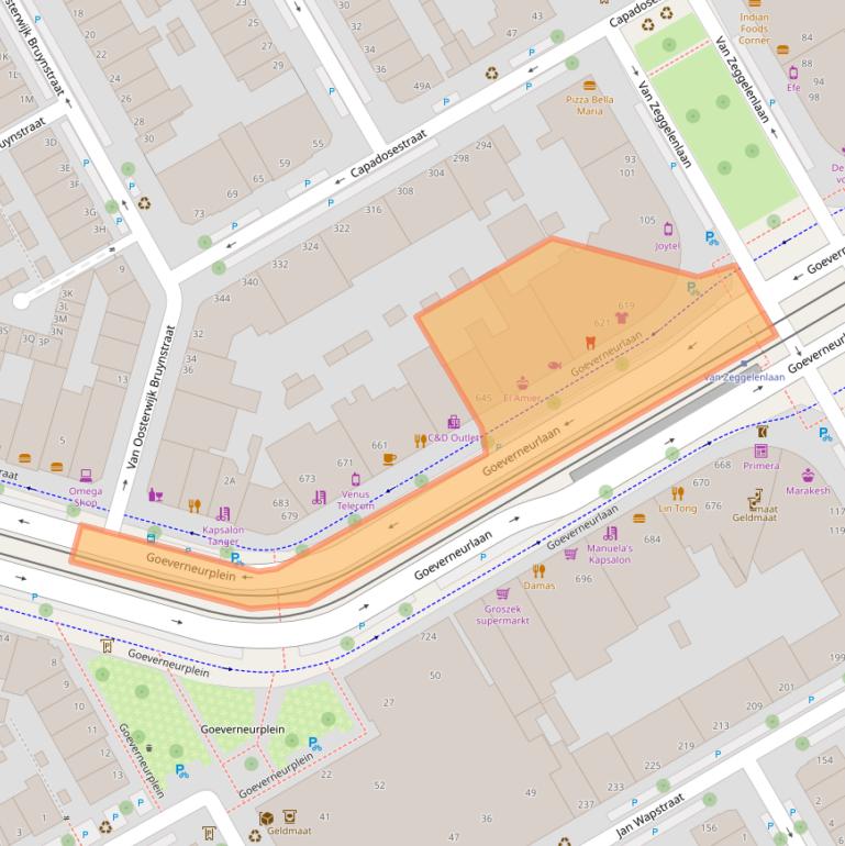 Kaart van postcodegebied 2523CH.