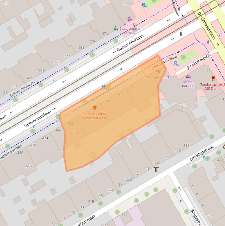 Kaart van postcodegebied 2523CK.